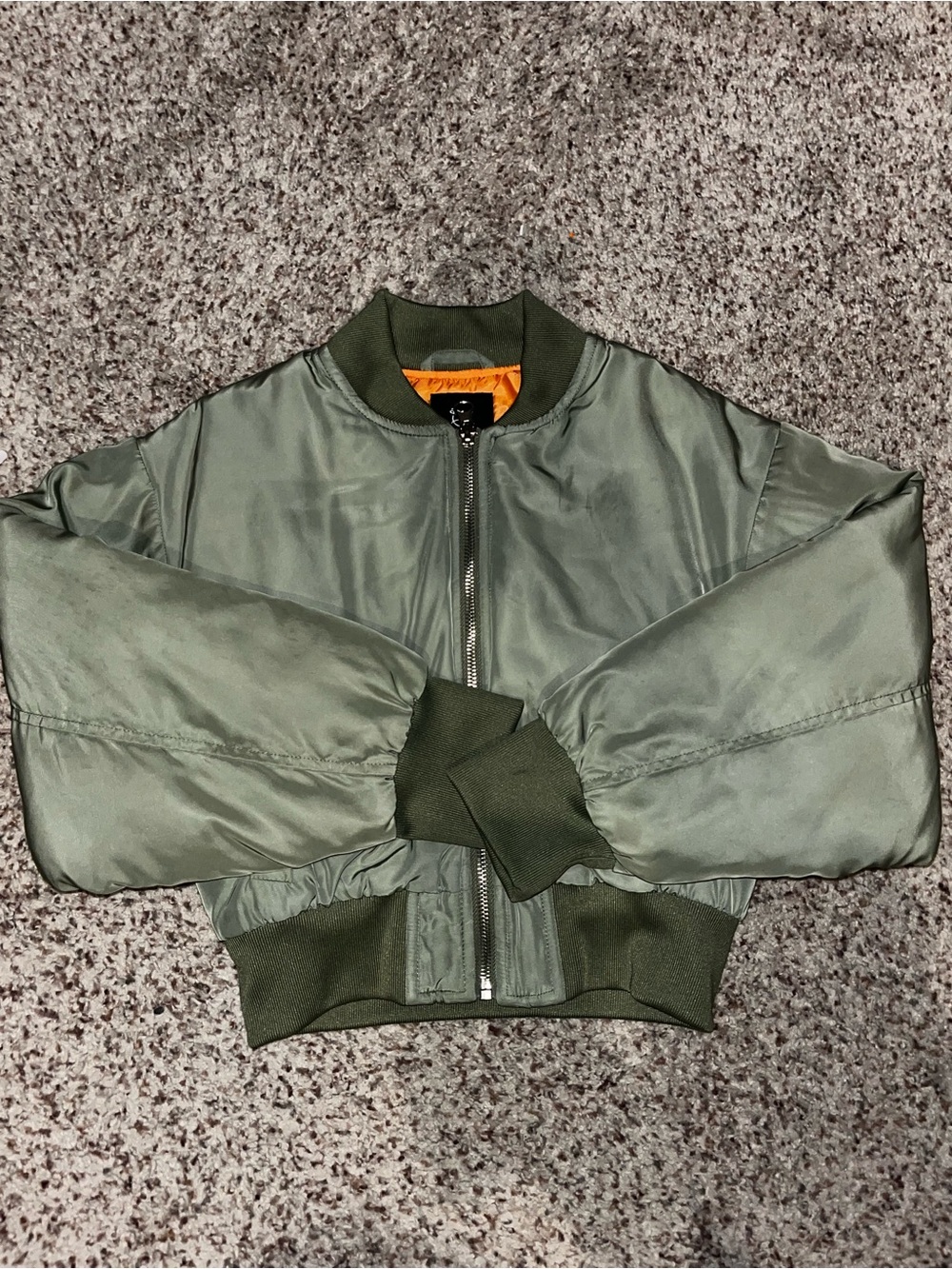 art class Olive Green Puffer Bomber Jacket with Orange Lining